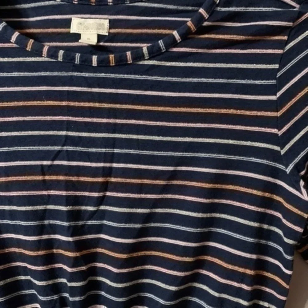 Blue pink orange stripe navy blue dress kids XL gymboree 14